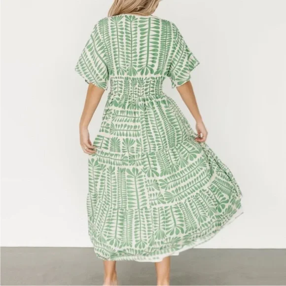 Baltic Born Kimono Midi Dress Green Print NWT Size 1XL - Picture 10 of 13